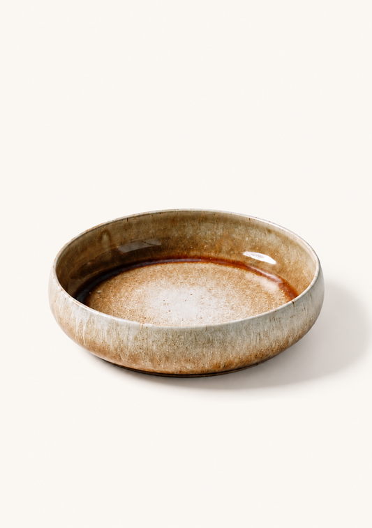 High Rim Plate (White Brown Trim)