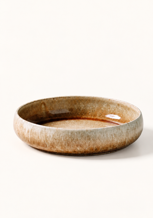 High Rim Plate (White Brown Trim)
