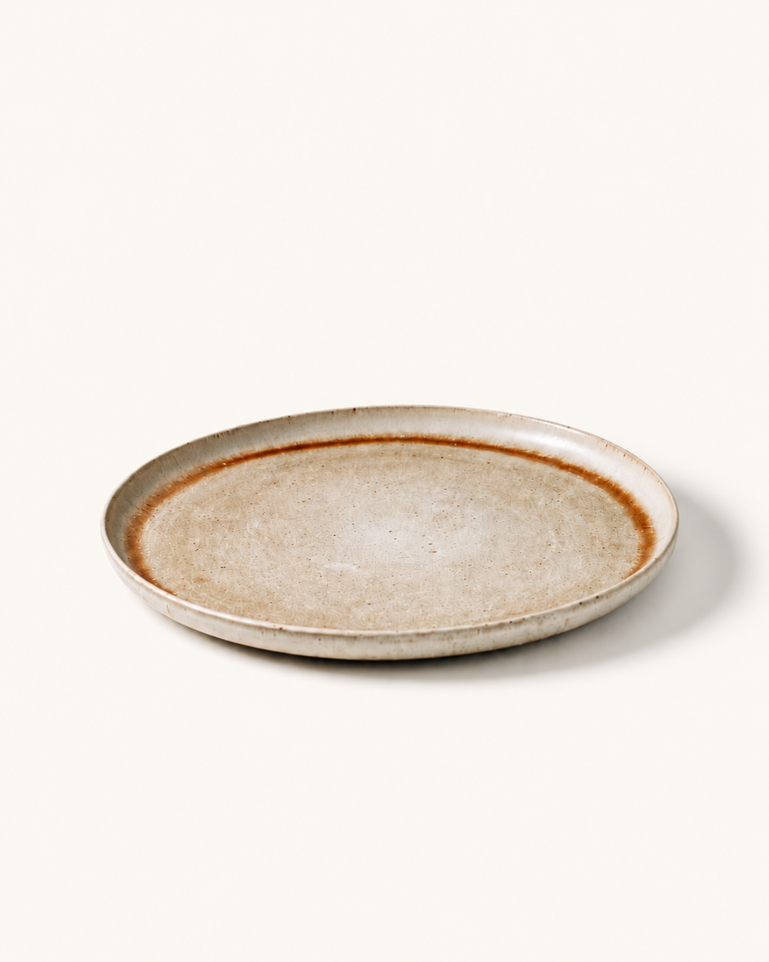 Straight Rim Plate (White Brown Trim)