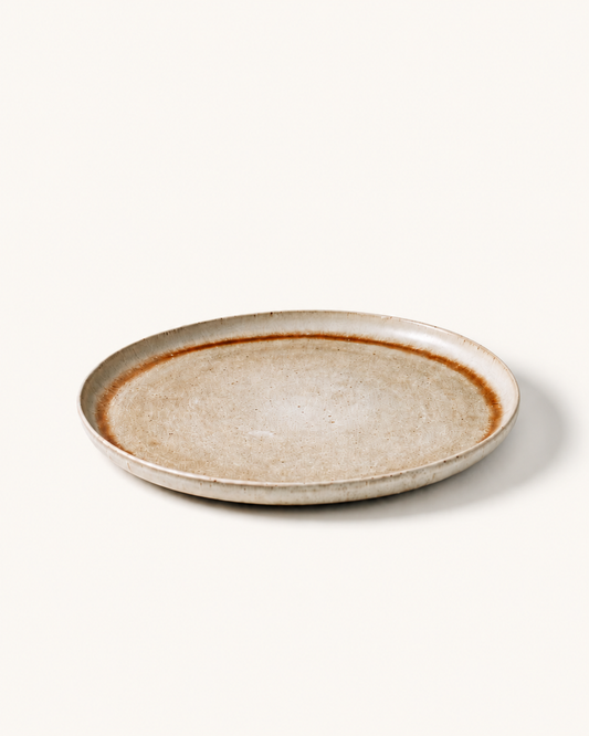 Straight Rim Plate (White Brown Trim)