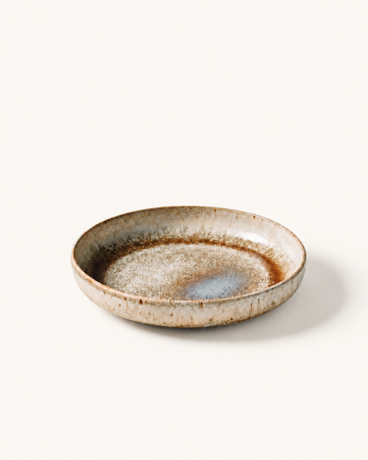 Low Rim Plate (White Brown Trim)
