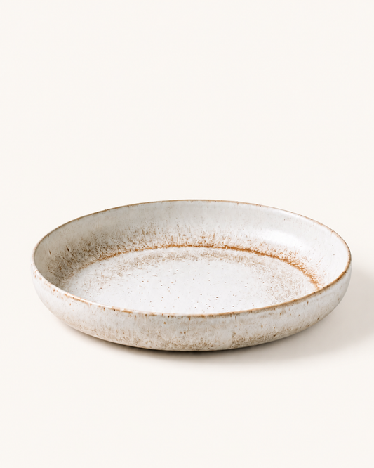 Low Rim Plate (White Brown Trim)